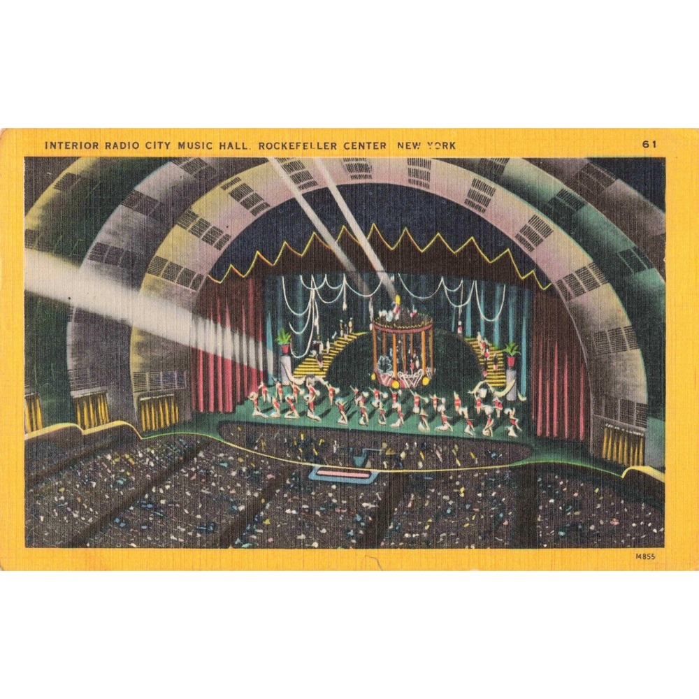 Vintage Radio City Music Hall Rockefeller Center Interior Linen Postcard 1950
